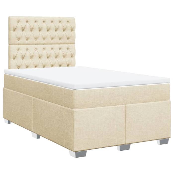 VidaXL Sommier à lattes de lit avec matelas crème 120x190 cm tissu, lit, lit à plate-forme, lit à panneaux, meuble de 3292739