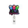 Glitter Acrylic Retractable Badge Reel Funny Nurse Teacher Id Badge Holder With Belt Clip Retractable Name Badge Reel For Worker