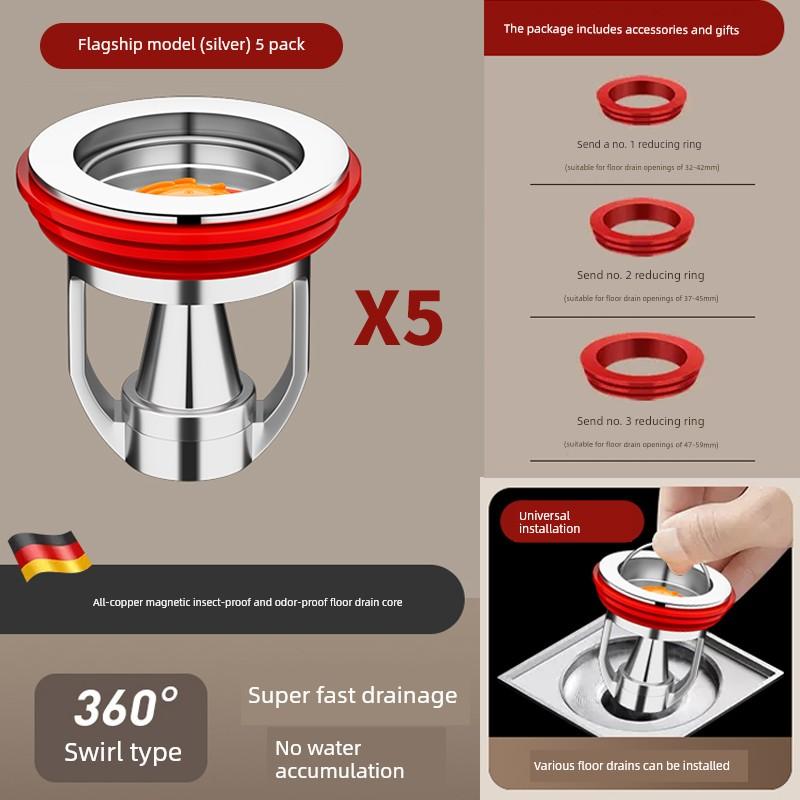 Floor Drain Deodorizer, Bathroom Sewer Sealing Cover, Toilet Anti-Odor Universal Inner Core, Anti-Insect and Anti-Odor Device