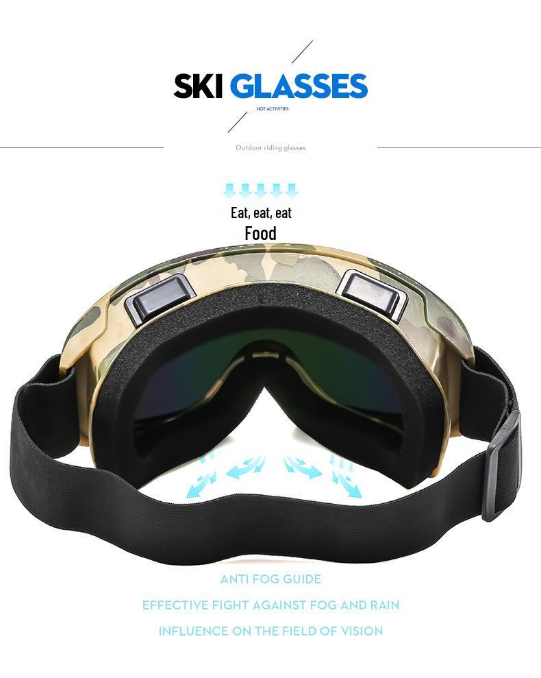 Anti-Fog Large Frame Ski and Mountaineering Goggles - Windproof, Sandproof, Universal Fit