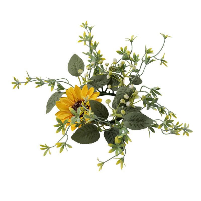 

1 шт. искусственный цветочный подсолнух 25 см своими руками искусственная зелень гирлянда свадебный стол украшения для вечеринки свеча кольцо подсвечник
