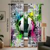 Set Of 2 Vibrant Soccer Ball Curtains Minimalist Design Graffiti Splashes Panels Living Room Bedroom Modern Blackout Made Polyester Sitting Window