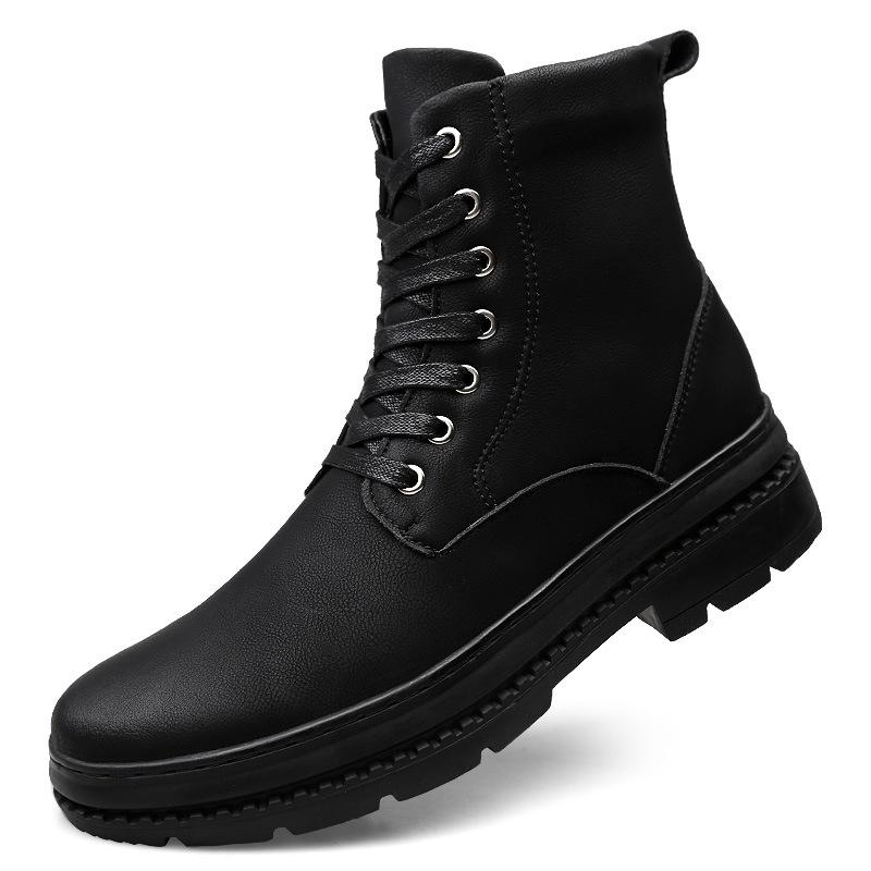 

Осень и зима пушистые кожаные ботинки рабочая обувь мужские уличные ботинки Мартин военные ботинки средней и высокой посадки мужские ботинки 46