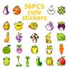 56 Cartoon Vegetables Fruit Animals Graffiti Stickers Creative Handmade Stickers