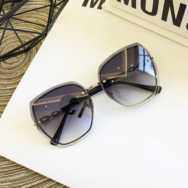Mote Rammeløse Firkantede Solbriller For Kvinner   Designer Solbriller Vintage Nyanser Dame Rosa Briller Gafas De Sol