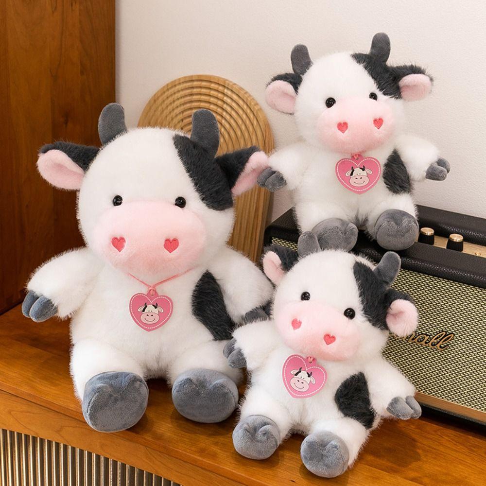 Fluffy Animals Cow Toys Simulation Cow Plush Toy Sleeping Pillow Cow Stuffed Plush Doll  Home Decor
