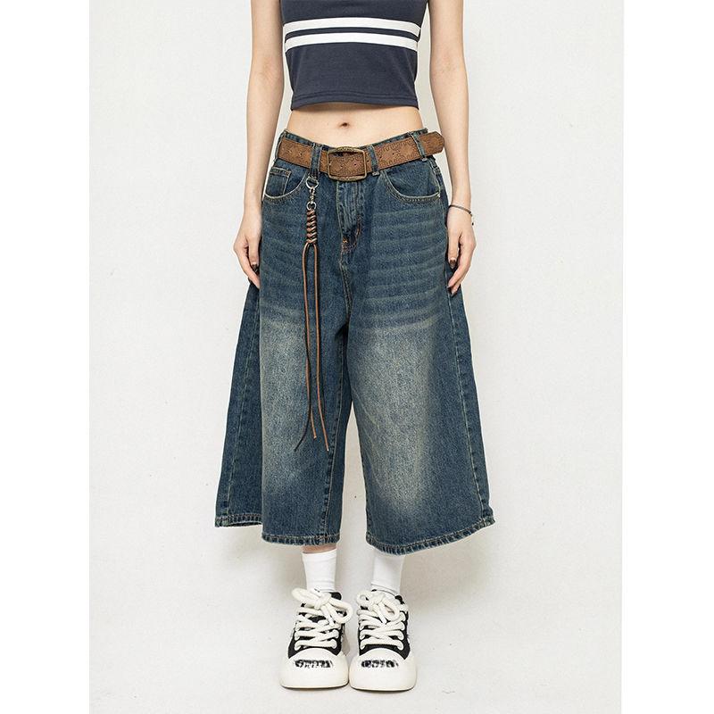 Baggy Jeans pro ženy Kalhoty do lýtek Vintage volné džíny Y2k Streetwear Oversize šortky Džínové kalhoty Módní kalhoty Léto