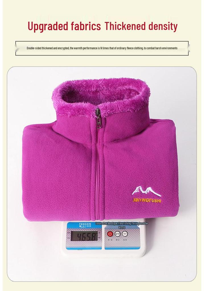 Mid-Aged & Elderly Fleece Sherpa Sweatshirt: Warm Stand Collar Jacket for Fall & Winter.