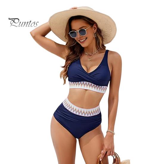 

Женский комплект бикини из двух частей, купальник с высокой талией, V-образный вырез, утягивающий живот, купальный костюм для повседневной носки на пляже и вечеринках S