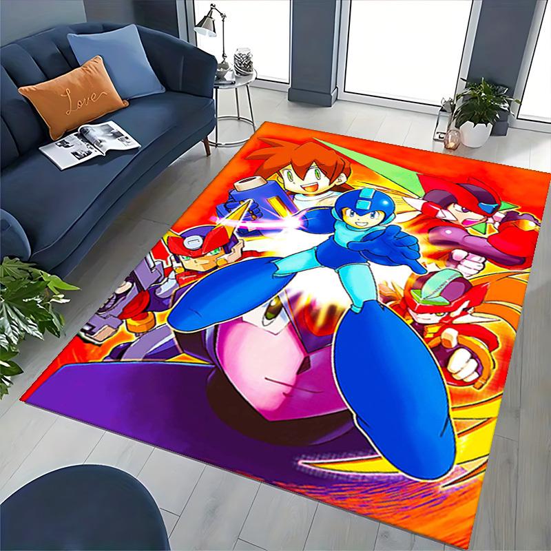 1pc Mega Man Anime Cartoon Design Office Chair Mat Non-Slip Carpet for Home Decor, Living Room, Bedroom, Game Room - Perfect Gift for Fans.Y059