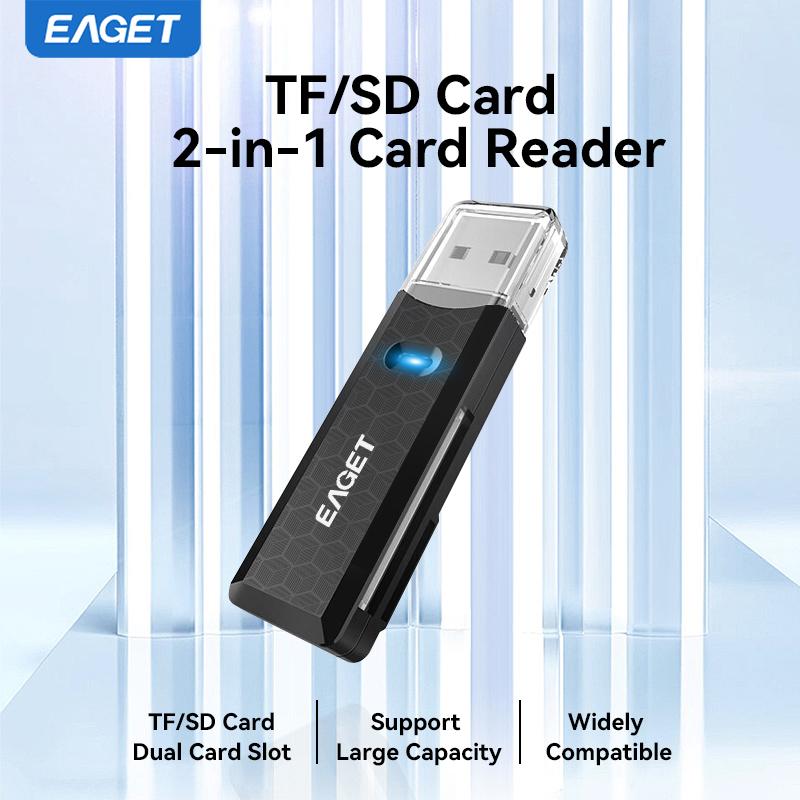 EAGET CR01  High-Speed Aluminum Alloy Card Reader USB Interface Memory Card Reader with Support for TF Card