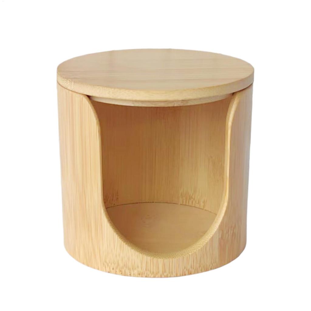 Bamboo Storage Box Bathroom Jar Makeup Organizer Cotton Round Pad Holder Reusable Makeup Cotton Pads Storage Container