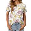 Women's Fashionable Casual Summer Floral Print V-neck Button Short-sleeved Top