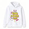 Kids Boys Girls Pullover Hoodie, Cute White Cat Graffiti Print 'Have A Super Day' Casual Soft Long Sleeve Hooded Sweatshirt for Daily Warm Wear