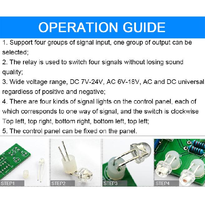 CIRMECH Relay 4-way Audio Input Signal Selector Switching RCA Audio Input Selection Board of Rotary Switching for AmplifiersGood product