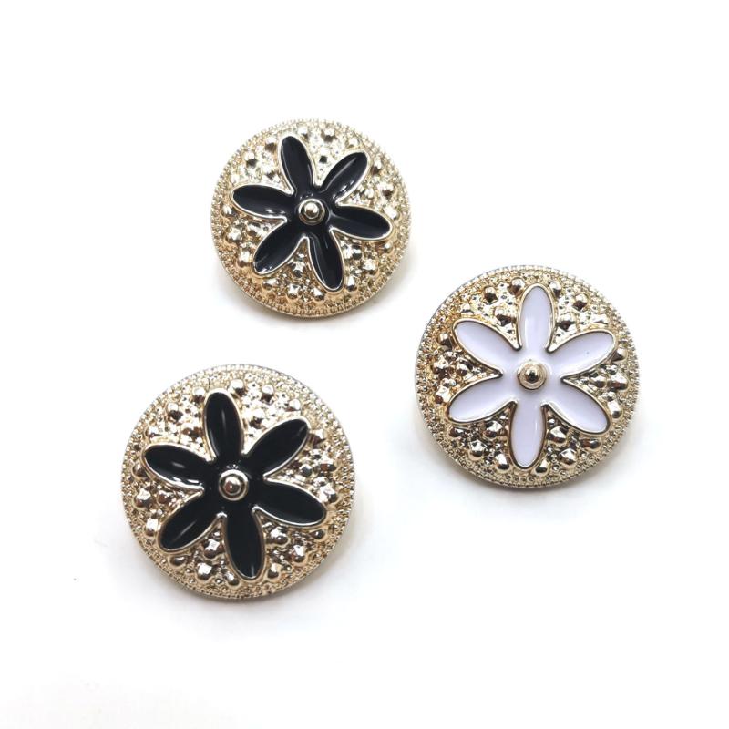 5 Stück Perlen Nähknöpfe Scrapbooking Rund Blume Gold Kunststoff Öse Knöpfe 21/25mm Mantel Pullover Jacke Handwerk Diy Dekor