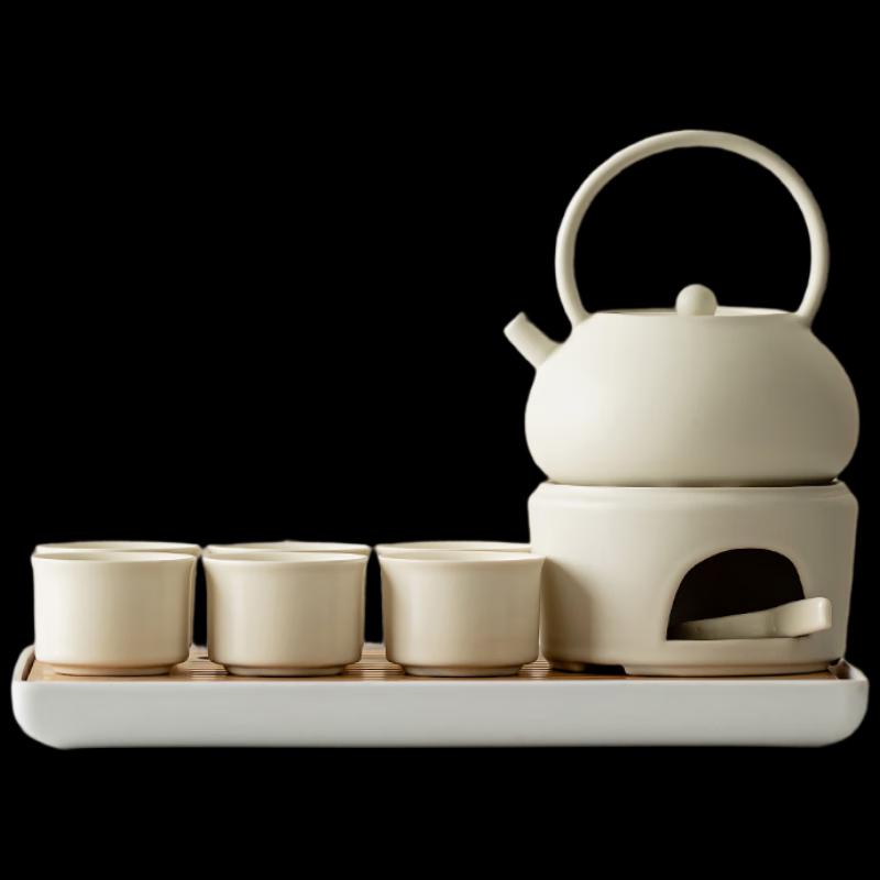 Woding Ceramic Portable Handle Tea Brewing & Warming Set