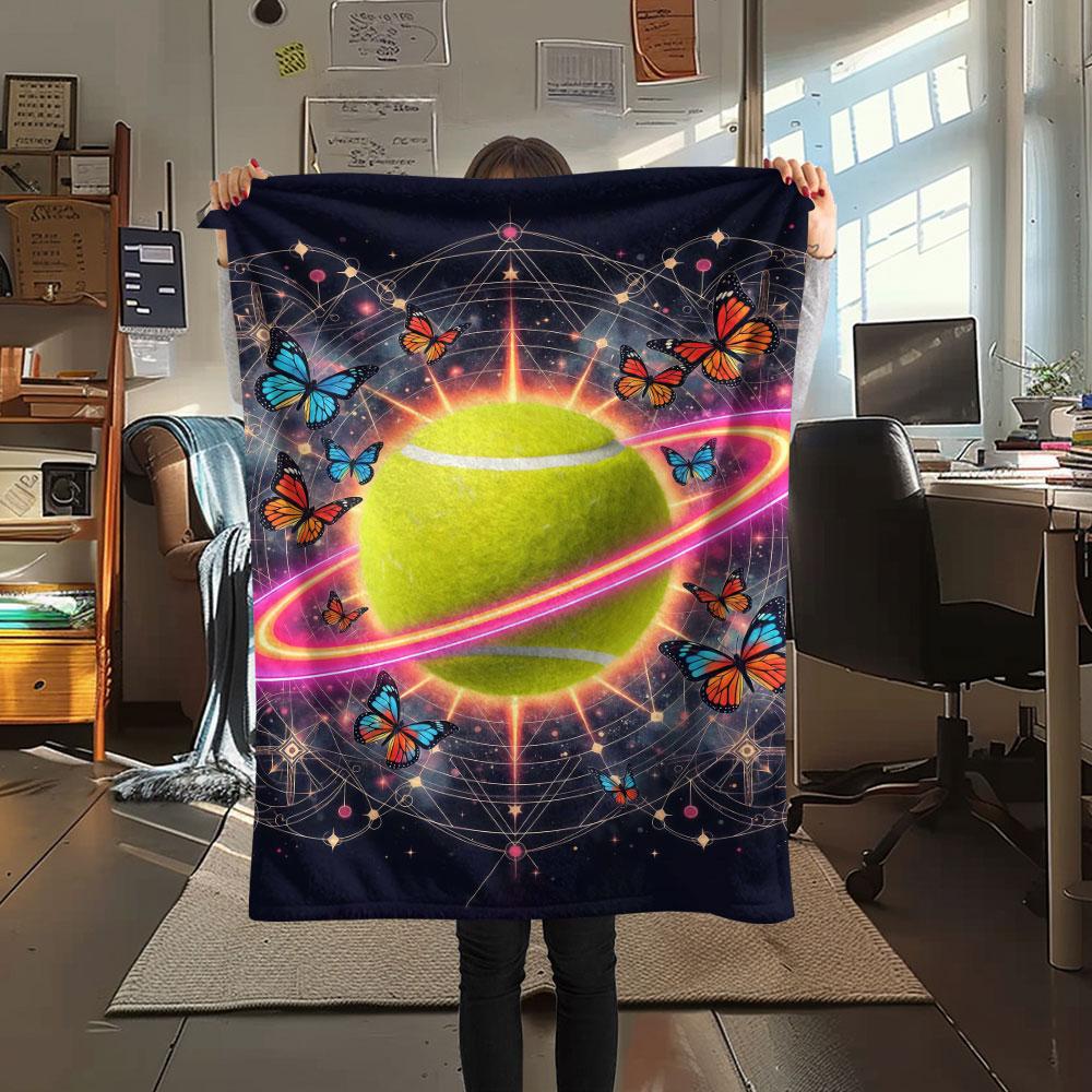 1 szt. Koc Flanelowy z Nadrukiem Gwiazdy i Pierścienia, Wysoka jakość, Wygodny na Wszystkie Pory Roku, Wystrój Domu, Ciepło i Komfort, Idealny na Prezenty Świąteczne