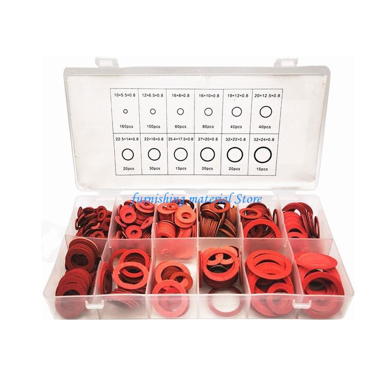 Y5GD 600pcs/box Red Steel Paper Flat Washers Assortment Metric Sealing Washers