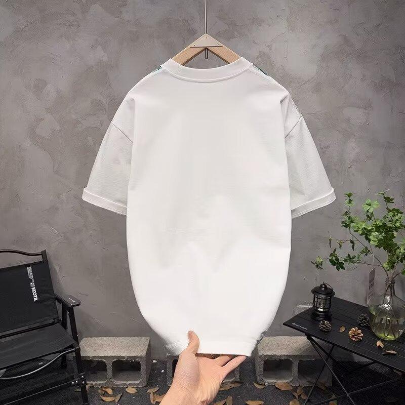 American Heavy Men'S T-Shirt Trendy Brand Heavy Industry Feather Embroidery Versatile Fashion Casual Short-Sleeved Top