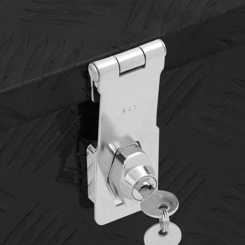 vidaXL Compact Aluminum Storage Box with Lock and Key, Portable Toolbox with Spacious Interior, Ideal for Car Storage and Camping, Black