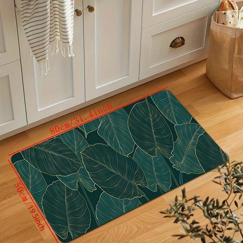 Green Leaf Print Kitchen Floor Mat Living Room Entrance Non-slip Carpets Bathroom Toilet Doormat Balcony Hallway Rugs Home Decor