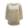 Lässige, einfarbige, lockere Baumwoll-Leinen-Oberteile für Damen mit mittleren Ärmeln und großen Größen