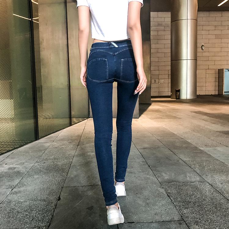 Jeansy Denimowe Peach Lift z Niskim Stanem dla Kobiet - Seksowne Spodnie Fitness z Trendu TikTok