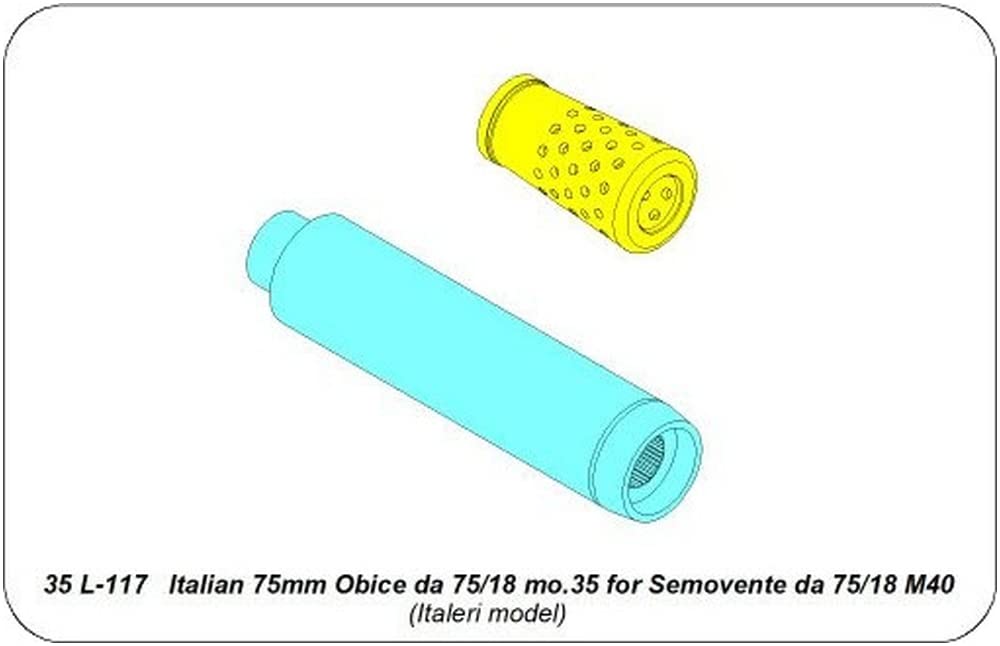 ABER 1/35 Scale 75mm Italeri Metal Barrel for Italian Semovente 75/18 Assault Gun, Model 35L117