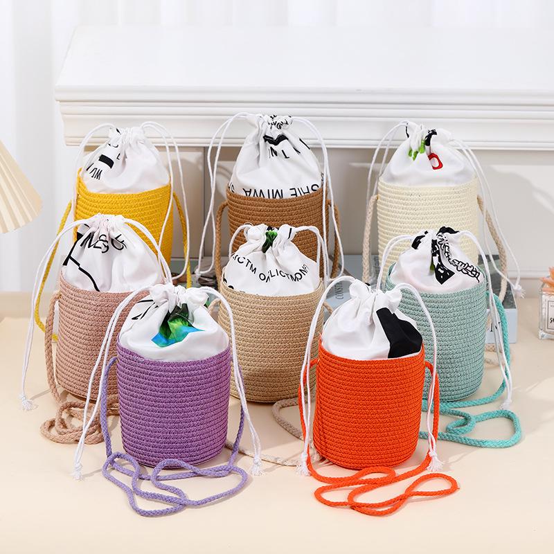 Children's Woven Straw Crossbody Bag - Cute Mini Backpack & Coin Purse for Little Girls, Perfect for Beach and Summer Travel