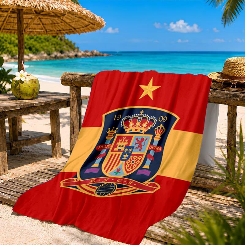 Asciugamano da Spiaggia in Microfibra Stampato con Emblema Nazionale Spagnolo, Morbido e Assorbente, Asciugatura Rapida, Ideale per Viaggi Estivi, Essenziale per la Spiaggia, Piscina