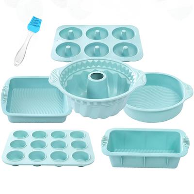 Baking Pans Set Silicone Bakeware Molds for Baking,Bread Donut Pan Cake Kitchen Fluted Tube Pan Cupcake Moulds with Free Brush