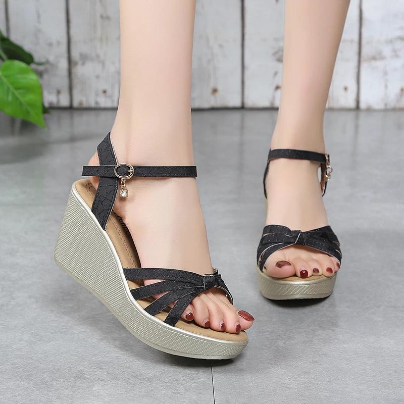 Fashion Plus Size 2025 Summer New Women's Sandals Platform Print Buckle Strap Rome Sandals Outdoor Casual Wedges Shoes Female Zapatos