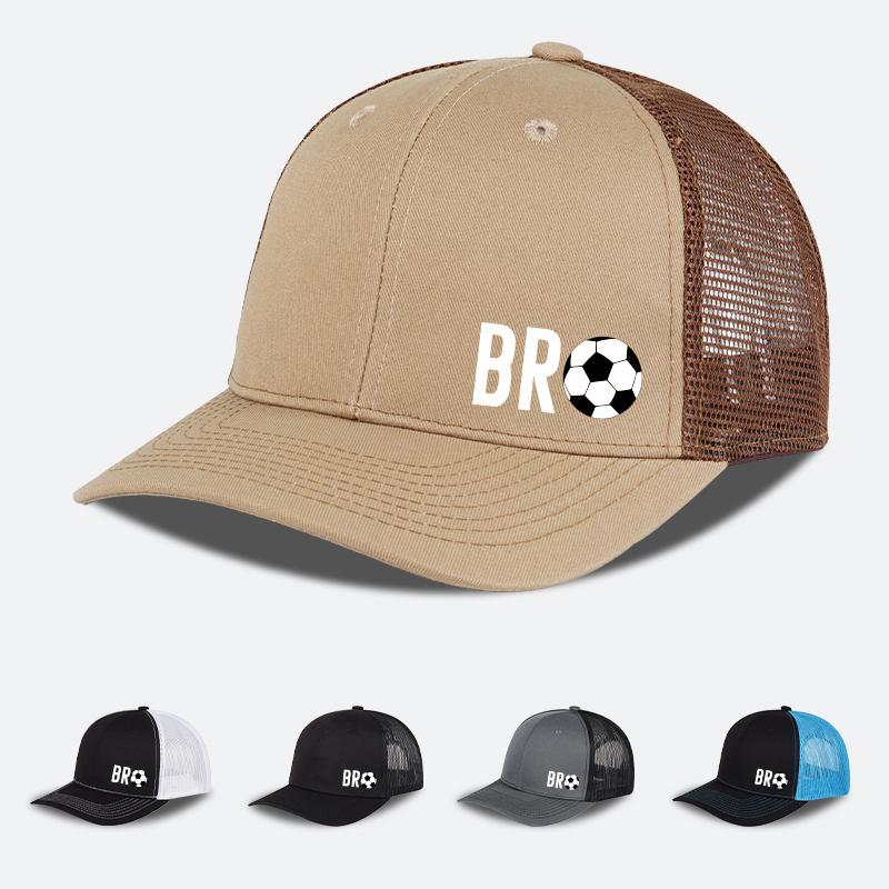 BRO Soccer Print Mesh Trucker Hat Adjustable Breathable Baseball Cap Unisex Sports Sun Hat For Men