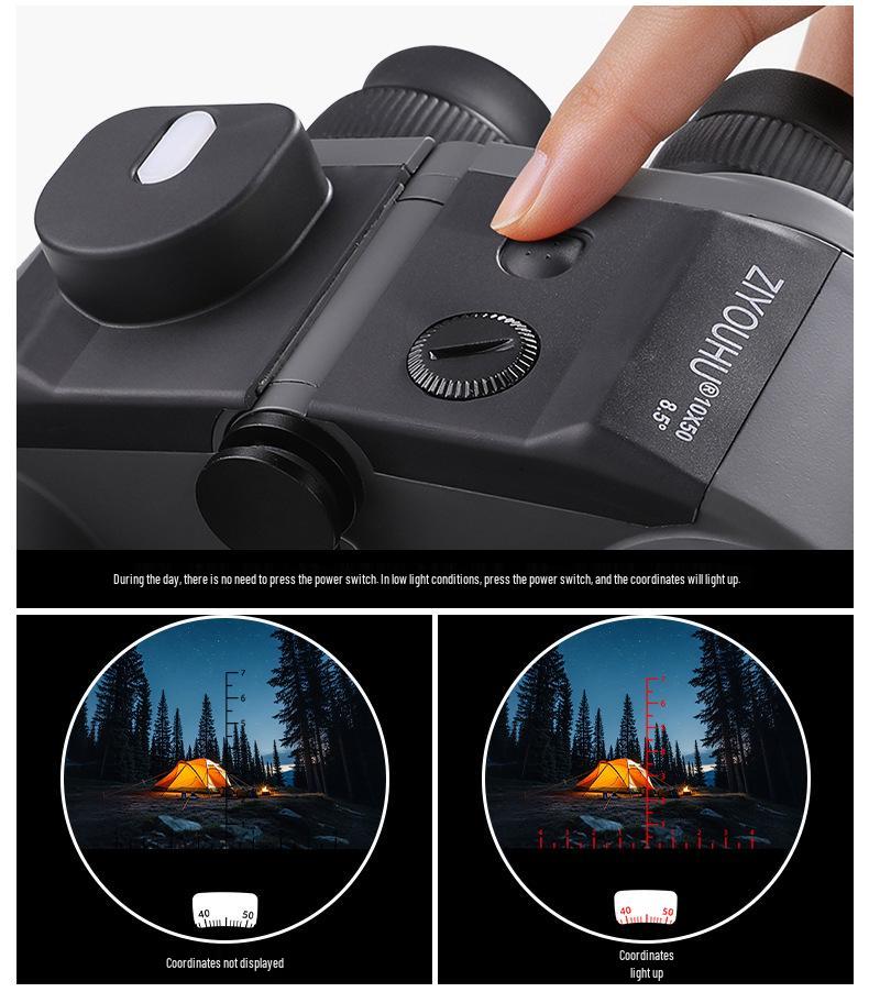Free Tiger Jimu 10X50 HD Waterproof Marine Binoculars with Compass, Rangefinder, and BAK4 Lenses