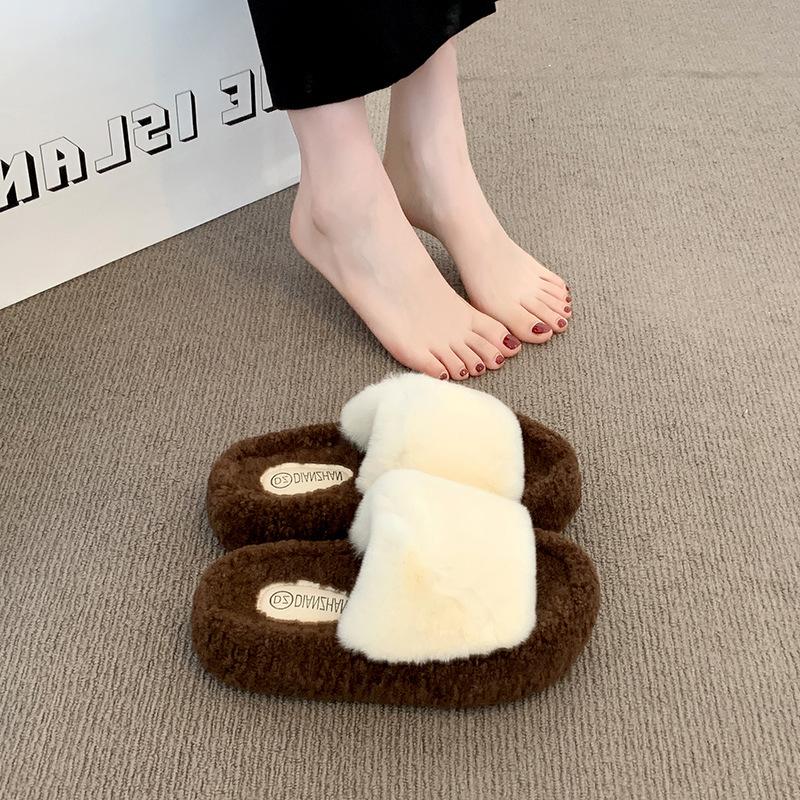 

Тапочки Mao Mao 2025 осень-зима новые товары плоская подошва удобные модные простые тапочки женские толстая подошва хлопковые тапочки 40 бежевый