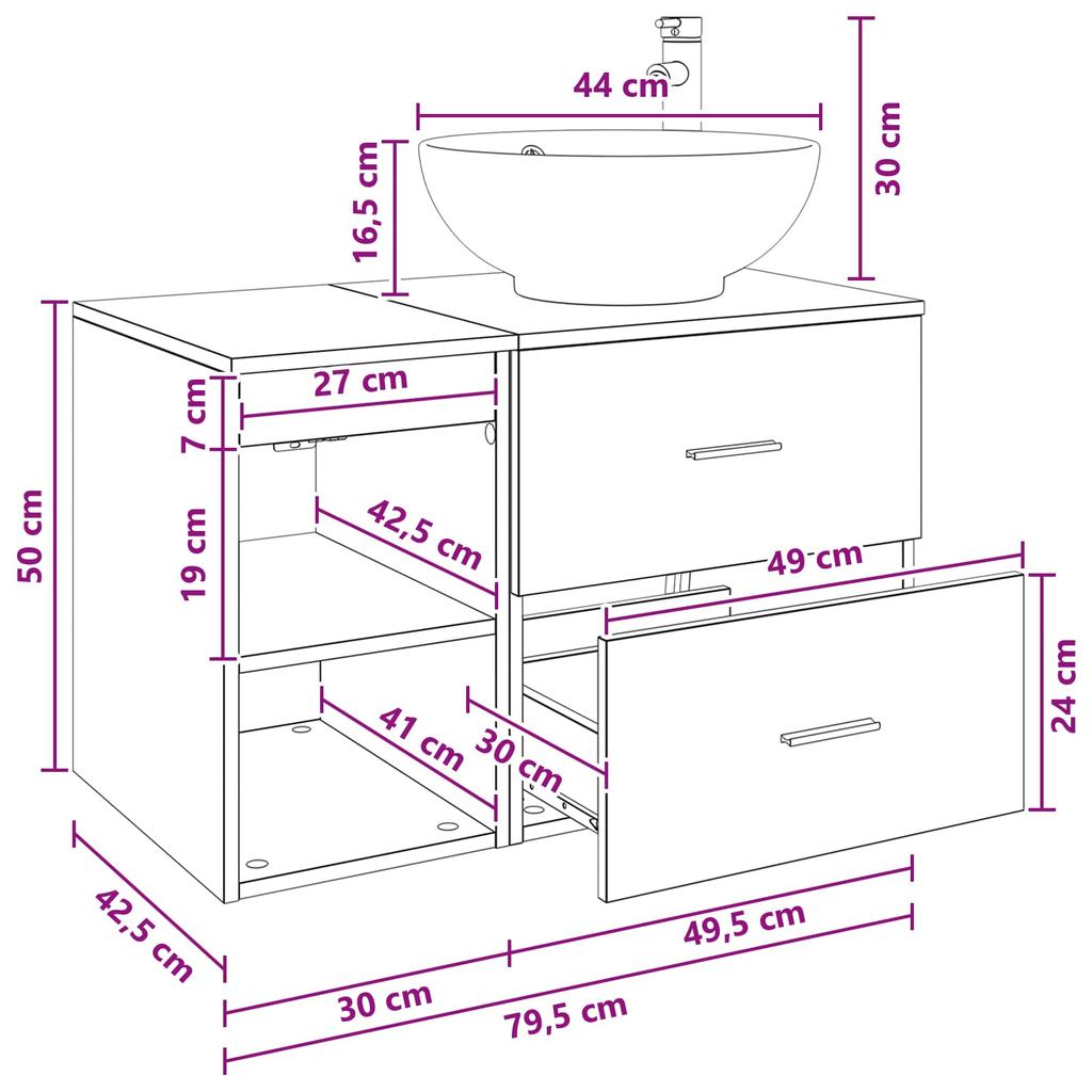 Bathroom Furniture Set 2 Pcs Concrete Grey Wood Based Material