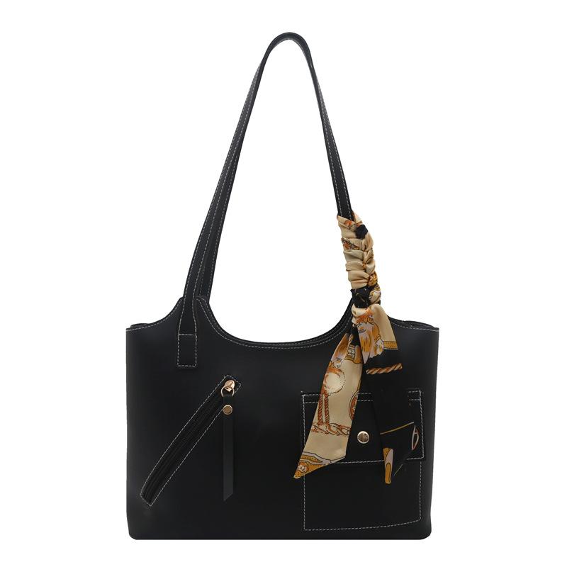 New retro ribbon texture bucket bag large capacity texture versatile women s bag underarm bag women