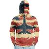 Men's Summer Long Sleeve Quick Dry Hooded Shirt with Flag Print for Outdoor Fishing Fitness Sports Sun Protection Top