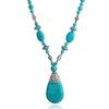 Bohemian Turquoise Water Drop Pendant Short Necklace, Turquoise Handmade Collarbone Chain Women's Exquisite