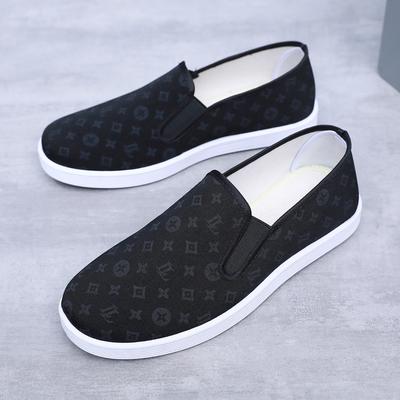 New Men's Old Beijing Cloth Shoes, Comfortable and Breathable Printed Soft-soled Casual Shoes, Lazy One-pedal Black Cloth Shoes
