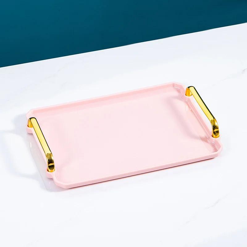 Nordic Style Plastic Serving Tray Non Slip Tea Tray  Home Kitchen Fruit Dessert Sundries Tray Multi-function Kitchen Organizer