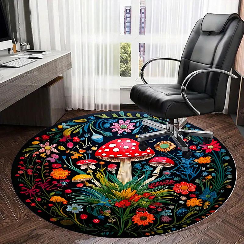 1pc Office Carpet Chair Mats Mushroom Garden Mandala Perfect for Decorating Office Chairs, Living Rooms, Or Bedrooms