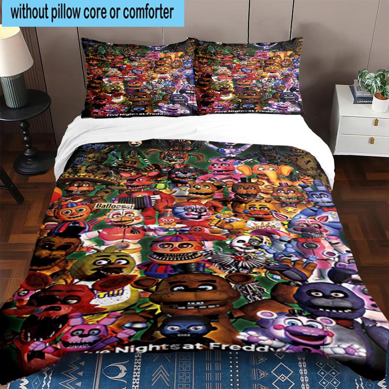 3PCS Fnaf Character Collage 3pcs Bedding,Including 3PCS Duvet Cover And 2pcs Pillowcases Perfect for Christmas,Ideal for Bedroom, Dormitory