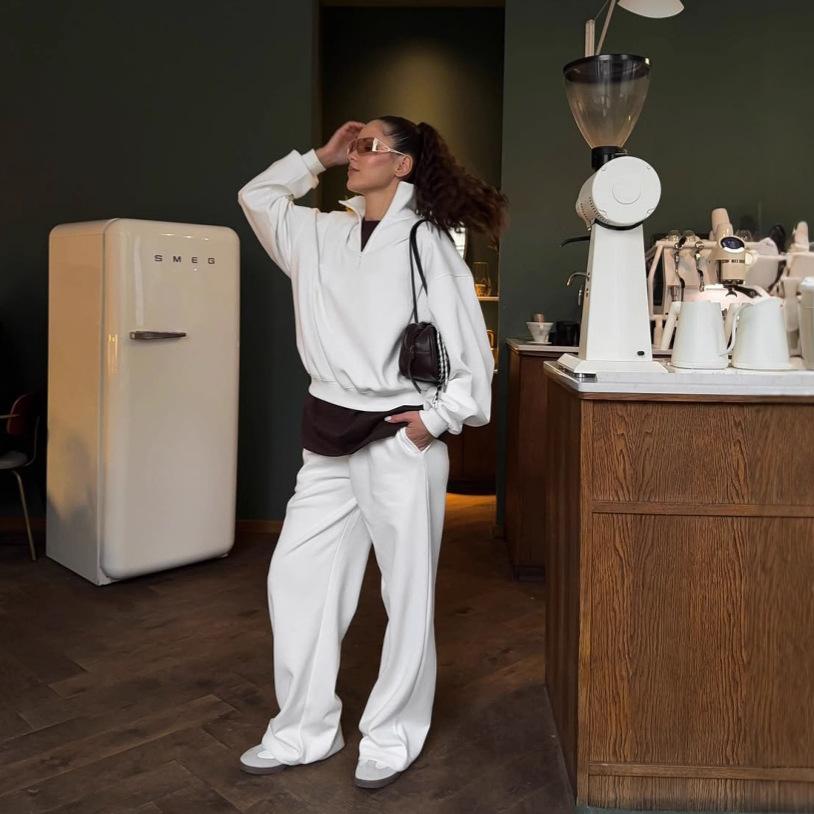 Damen Leuchtgelbes Kapuzenpullover und Jogginghosen Set mit Kordelzug Lässiger Streetwear Zweiteiler