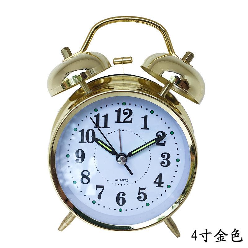 Glow-in-the-dark Silver Copper Gold Metal Ringing Alarm Clock Ashida Ultra Silent Clock with Night Light Clock Clock