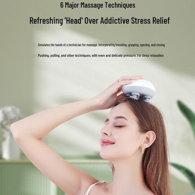 Electric Silicone Scalp Massager - Portable USB Rechargeable Kneading Head and Pet Massager