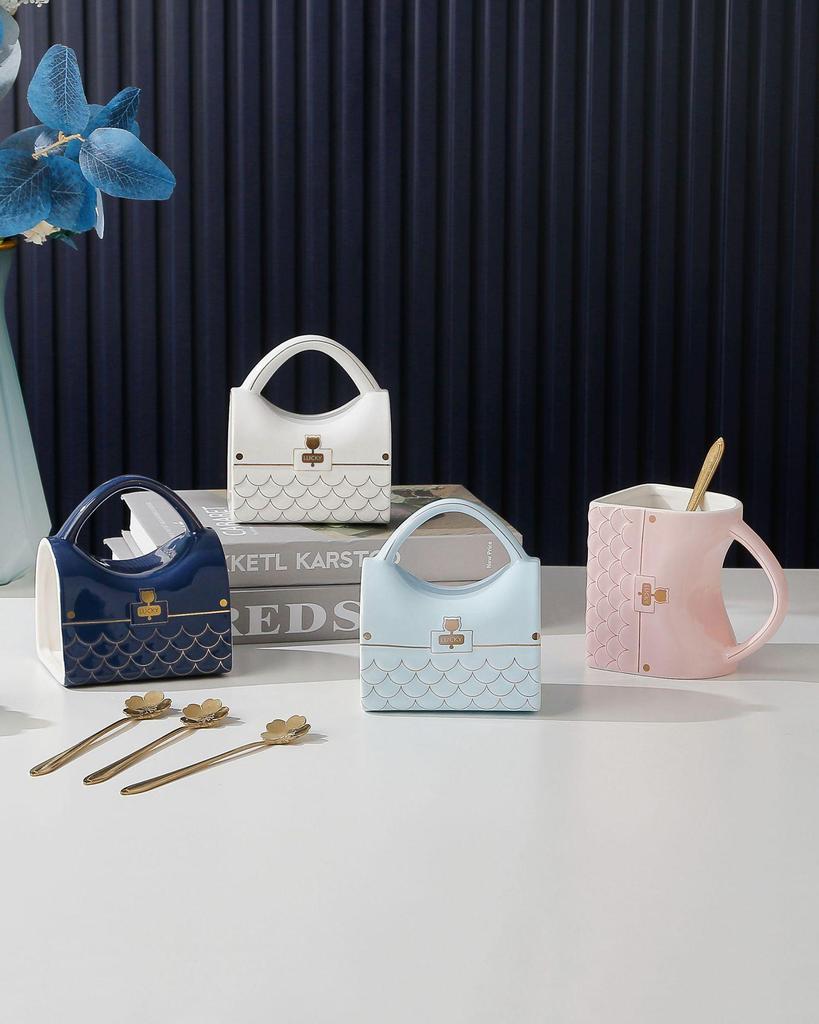 Elegant Ceramic Mug Set: Unique Handbag Design for Office or Home Use