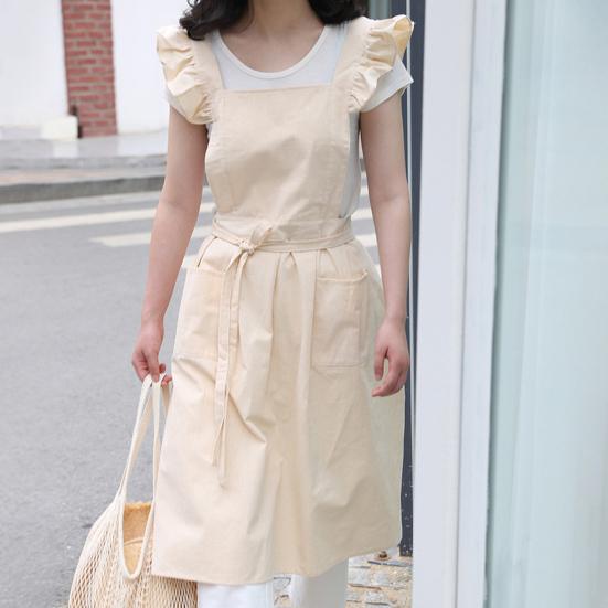 

Женский кухонный фартук с цветочными рюшами, мягкий дышащий удобный фартук с защитой от пятен, аксессуары для приготовления пищи, выпечки, ресторана розовый