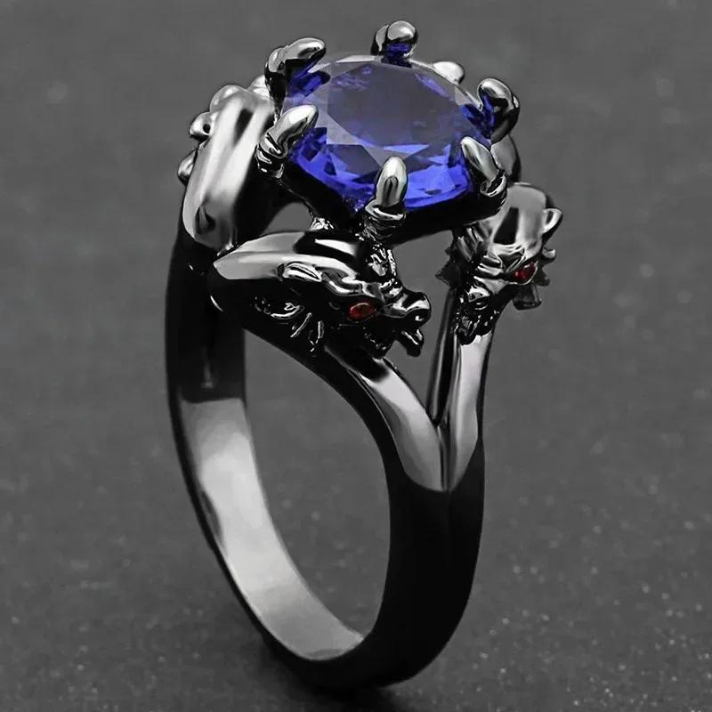 2026 New Blue Cube Zircon Attends Banquet Ring Fashionable, Elegant, High End Women's Bridal Luxury Inlaid Jewelry Accessories
